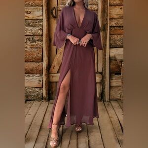 Romantic Deep V-Neck Bell Sleeve Dress